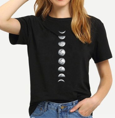 Women’s Moon Print T-Shirt Women Short Sleeves